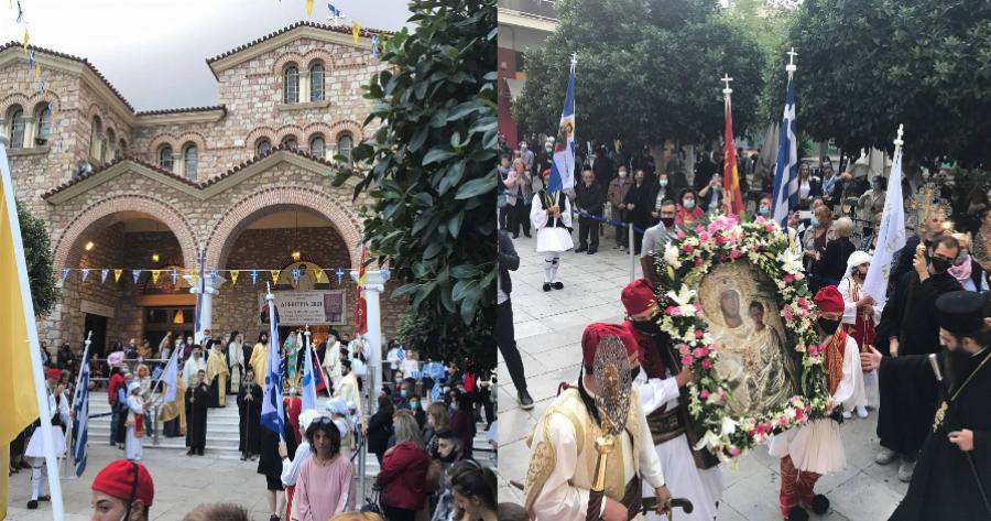 Μεγάλη γιορτή για την Ορθοδοξία: Υποδέχτηκαν στον Πειραιά την εικόνα της Παναγίας της Λαυριώτισσας και το Λάβαρο της Επανάστασης
