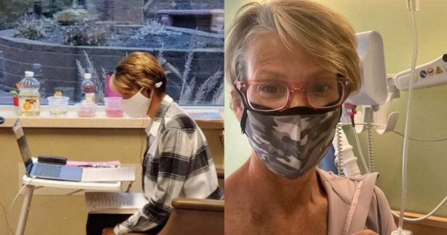 Νηπιαγωγός διδάσκει τους μαθητές της από το νοσοκομείο την ώρα που κάνει χημειοθεραπεία