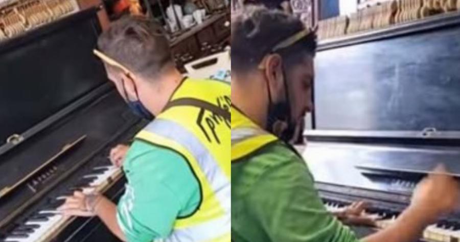 Ντελιβεράς «διαμάντι» πήγε παραγγελία σε παλαιοπωλείο και κάθισε στο πιάνο: Τους άφησε όλους άφωνους