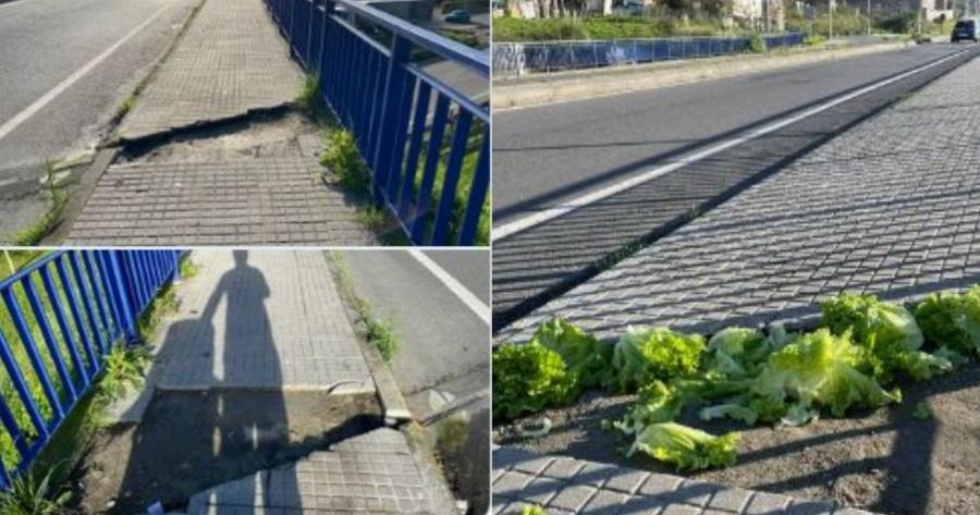 Καθυστερούσαν να τους φτιάξουν το πεζοδρόμιο και εκείνος φύτεψε… μαρούλια