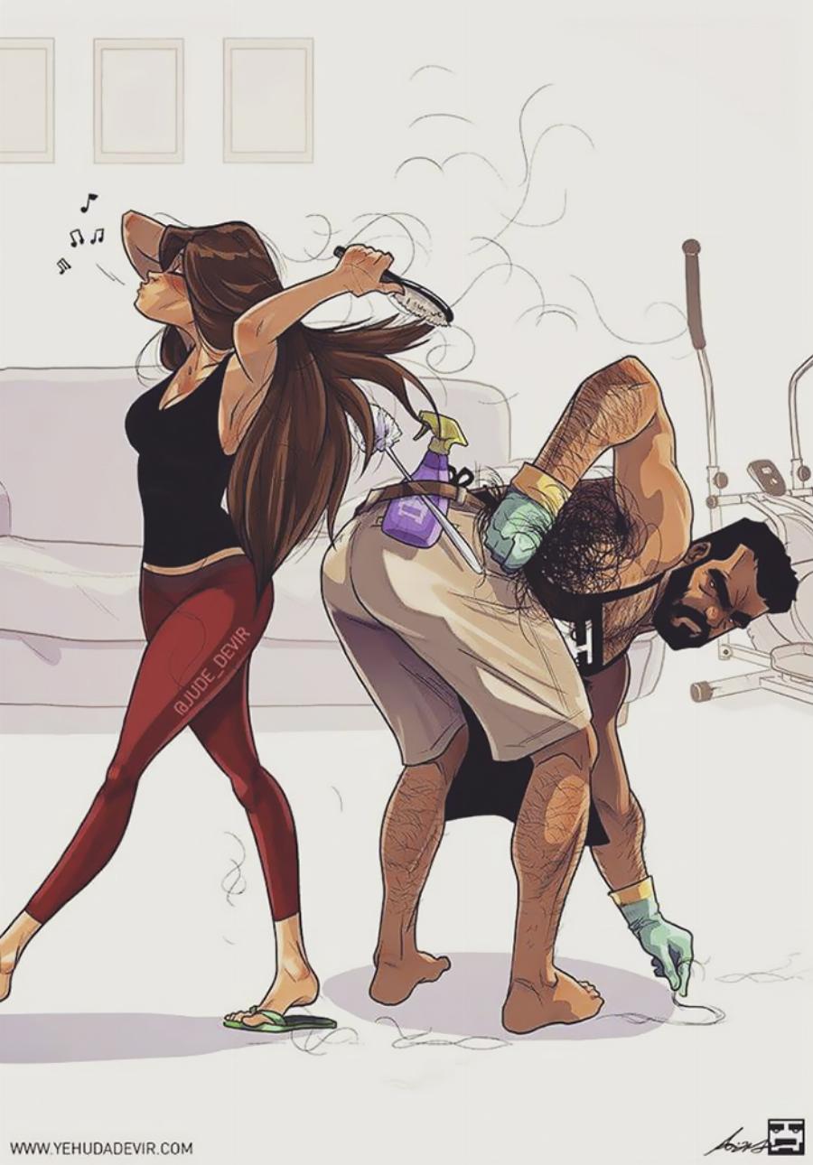 Σύζυγος δημιουργεί υπέροχα σκίτσα σε στιγμές καθημερινότητας με την γυναίκα του