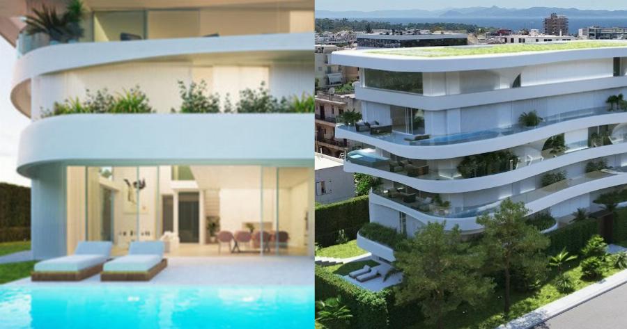 Συγκρότημα κατοικιών στη Γλυφάδα: Έχει πισίνα σε κάθε μπαλκόνι και τα διαμερίσματα μοιάζουν με μικρές βίλες