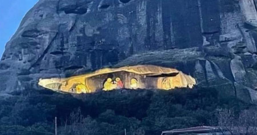 Η φάτνη σε σπηλιά των Μετεώρων που προκαλεί δέος – “Το μάτι του Θεού”