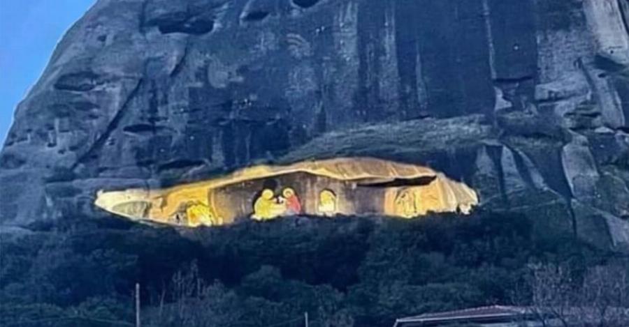 Η φάτνη σε σπηλιά των Μετεώρων που προκαλεί δέος – “Το μάτι του Θεού”