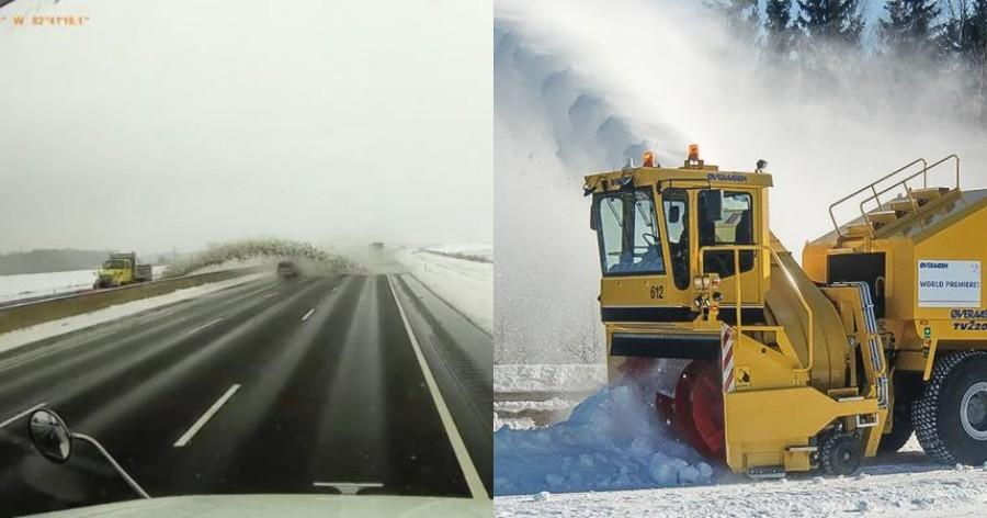 Κάνει το γύρο του διαδικτύου: Εκχιονιστικό διαλύει περισσότερα από 40 αυτοκίνητα στο πέρασμά του