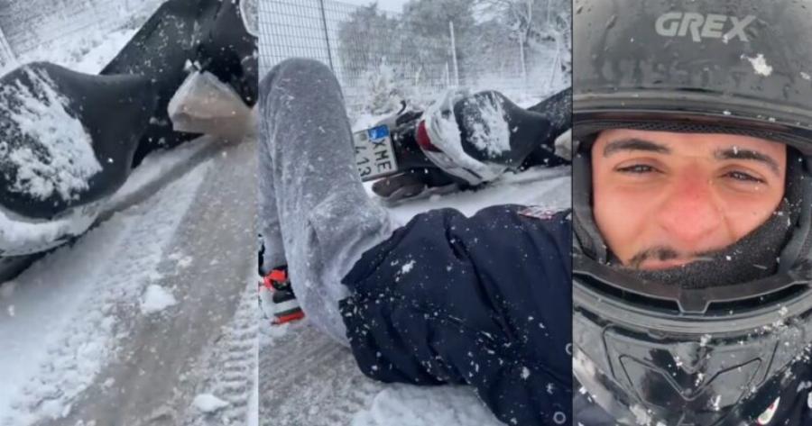 Τα είπε όλα: Το βίντεο με Έλληνα διανομέα που δείχνει γιατι δεν πρέπει να παραγγέλνουμε όταν χιονίζει