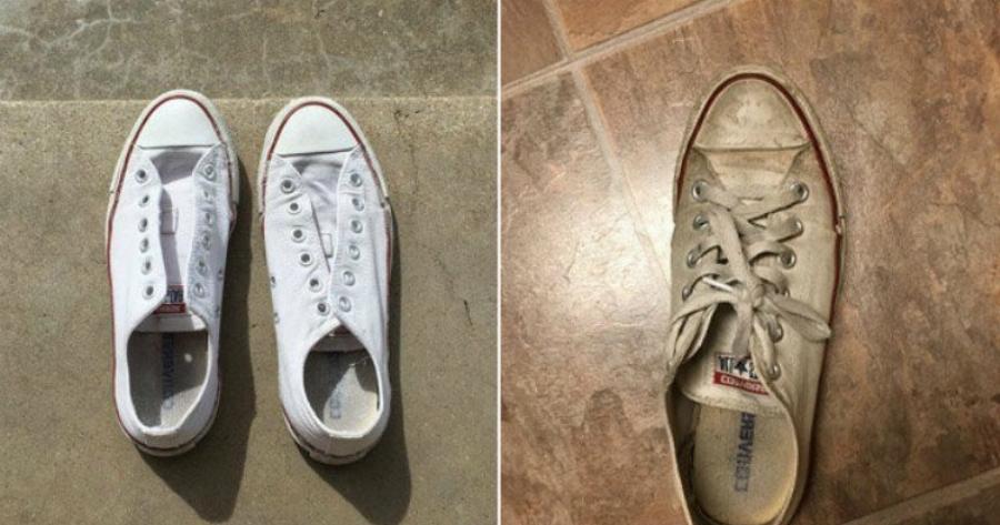 Ο πανέξυπνος τρόπος που βρήκε μια φοιτήτρια για να καθαρίζει τα παπούτσια της έχει κάνει το γύρο του διαδικτύου