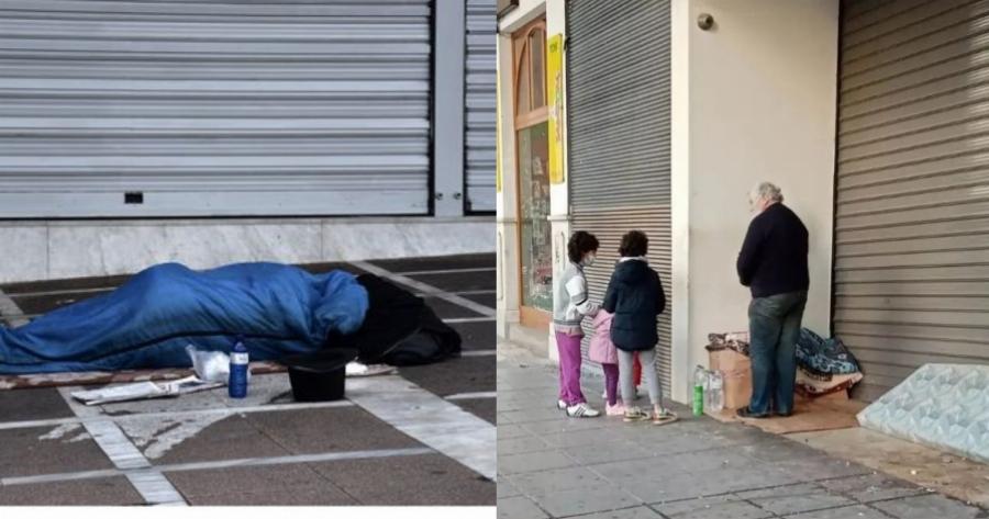 Άστεγος προκαλεί συγκίνηση: Δίνει κέρματα σε παιδάκια που του είπαν τα κάλαντα