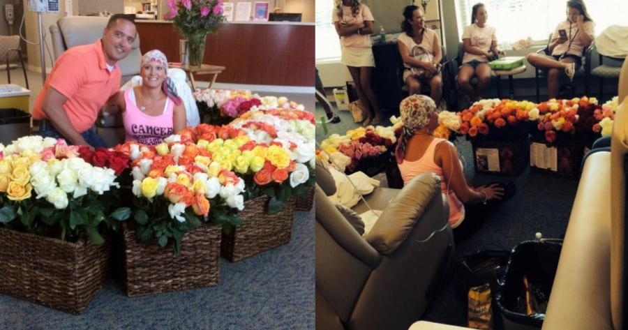 Ο σύζυγος χάρισε στην αγαπημένη του 500 τριαντάφυλλα για να γιορτάσουν το τέλος των χημειοθεραπειών