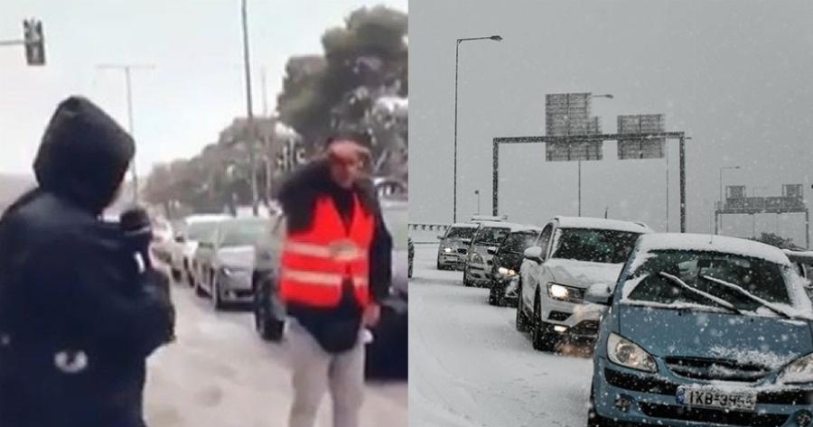 Το είδαμε και αυτό: Διανομέας εκτελούσε χρέη τροχονόμου στη Λεωφόρος Μαραθώνος