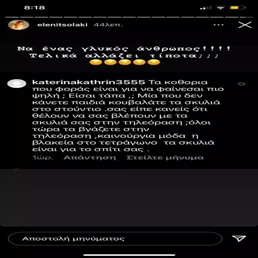 Ελένη Τσολάκη: Τι απάντησε όταν της είπαν πως «Δεν κάνετε παιδιά και κουβαλάτε τα σκυλιά στο στούντιο σας»