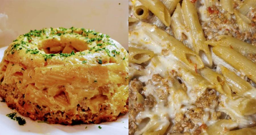 Πεντανόστιμα μακαρόνια: Η μοναδική συνταγή για πένες ογκρατέν με κουρκουμά και κιμά στην φόρμα του κέικ