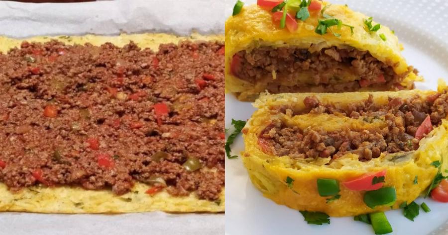 Το απόλυτο όνειρο: Ανοίγει ρολό πατάτας και απλώνει πάνω την γέμιση του κιμά