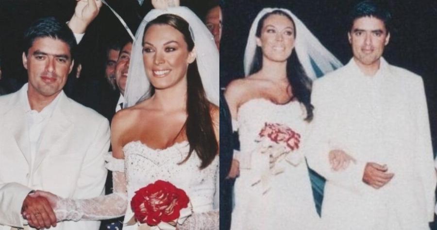 Γόβες που έλαμπαν, μίνι νυφικό, έντονο βάψιμο: Σπάνιες φωτογραφίες από τον γάμο της Στεφανίδου με τον Ευαγγελάτο
