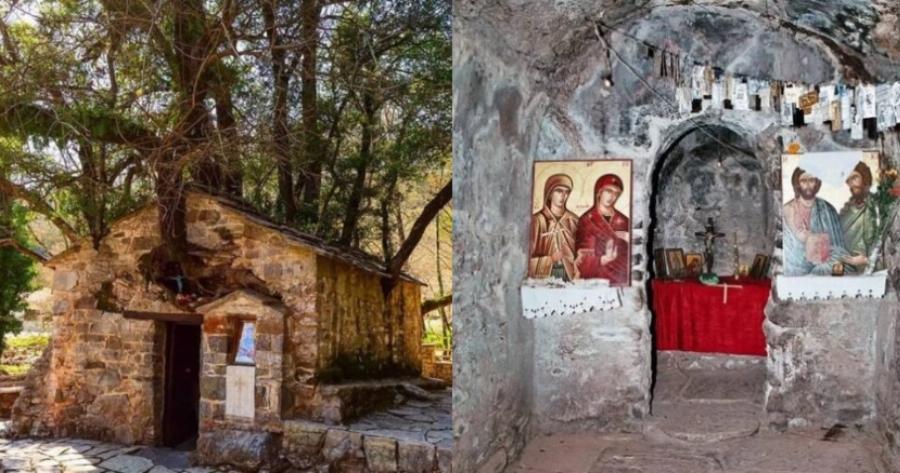 Αγία Θεοδώρα: Το εκκλησάκι που μπήκε στο βιβλίο Γκίνες με 17 δέντρα στην σκεπή