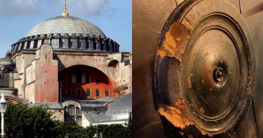 Μόνο τυχαίο δεν ήταν: Νέες εικόνες ντροπής με παπούτσια χωμένα σε εσοχές του ναού της Αγίας Σοφίας