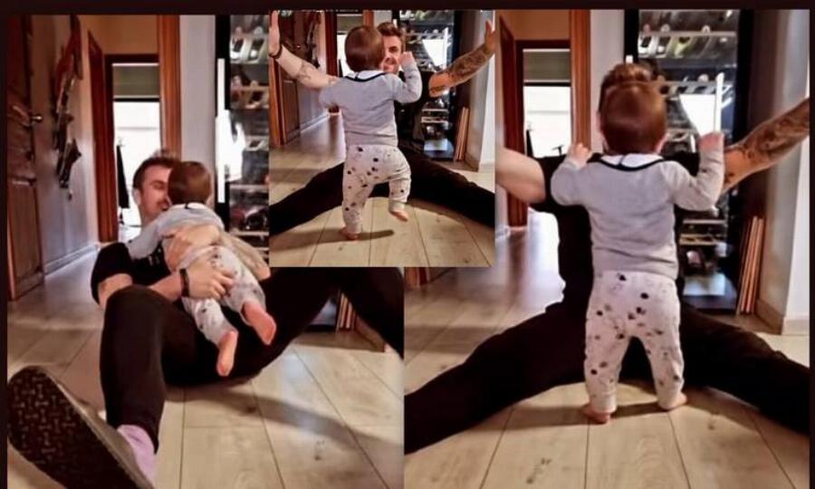 Ο γιος του Άκη Πετρετζίκη, Αχιλλέας κάνει τα πρώτα του βήματα και τρέχει στην αγκαλιά του μπαμπά του