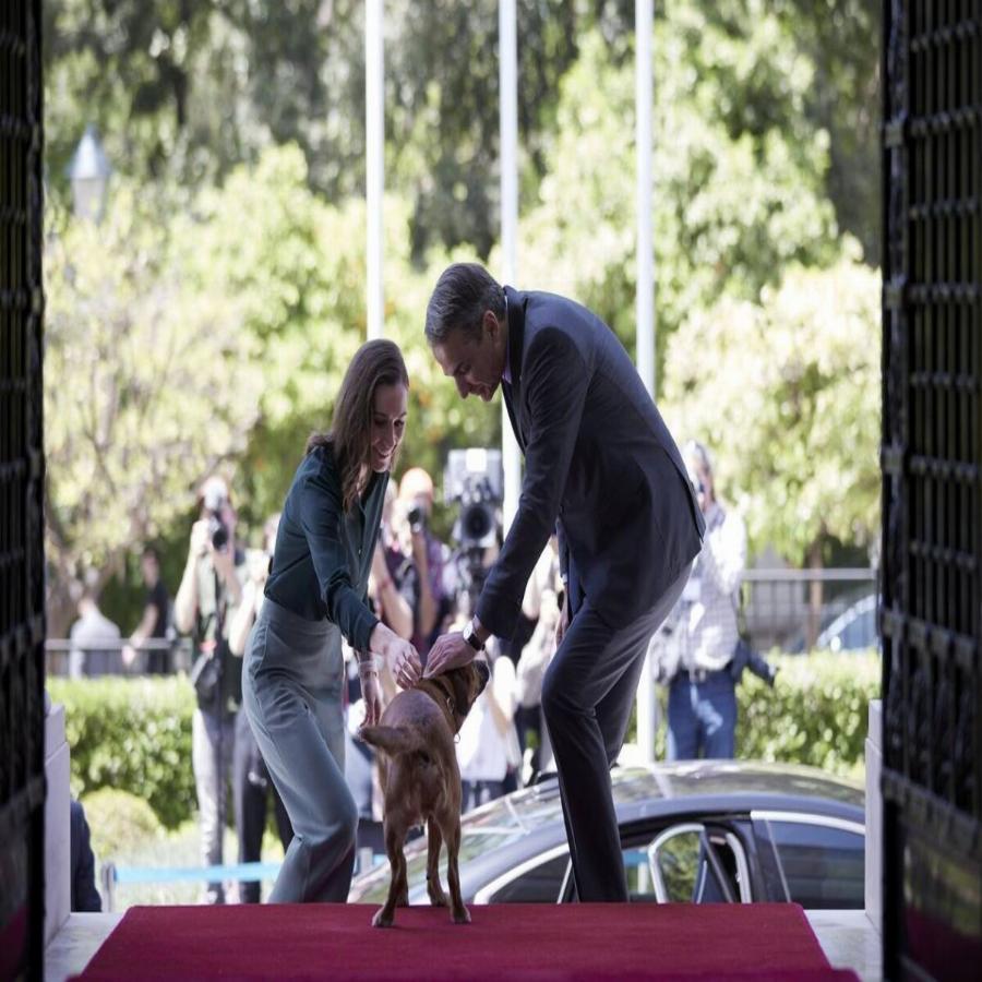 Ο Πίνατ, ο σκύλος – μασκότ του Μεγάρου Μαξίμου υποδέχτηκε τη Φινλανδή πρωθυπουργό