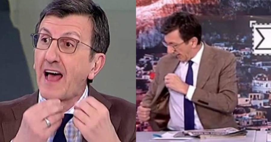 Πέταξε το μικρόφωνο και έφυγε από το στούντιο: Σόου από τον Πορτοσάλτε στον ΣΚΑΪ