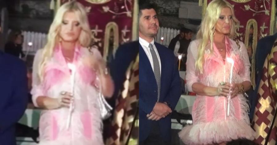 Μαρίνα Πατούλη: Ανάσταση στην Μύκονο με ροζ πουπουλένιο φόρεμα