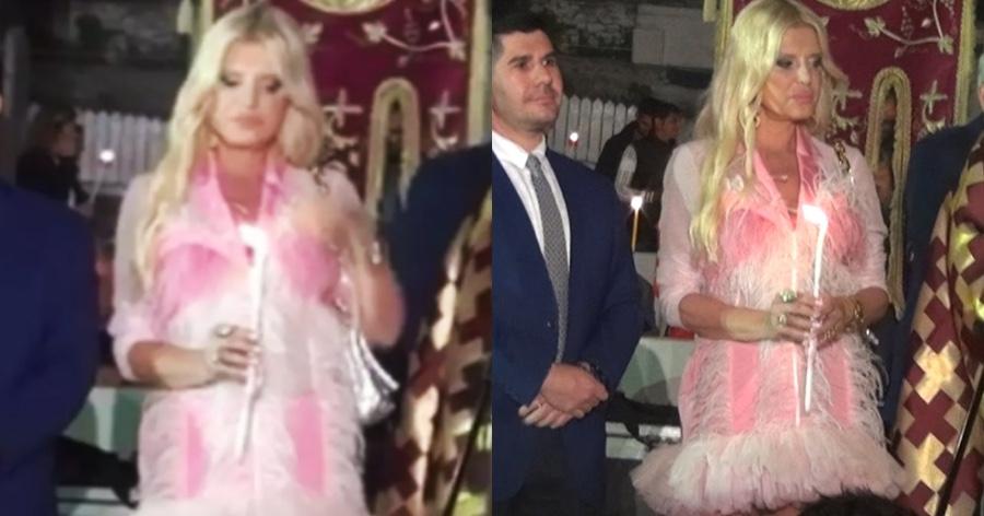 Μαρίνα Πατούλη: Ανάσταση στην Μύκονο με ροζ πουπουλένιο φόρεμα