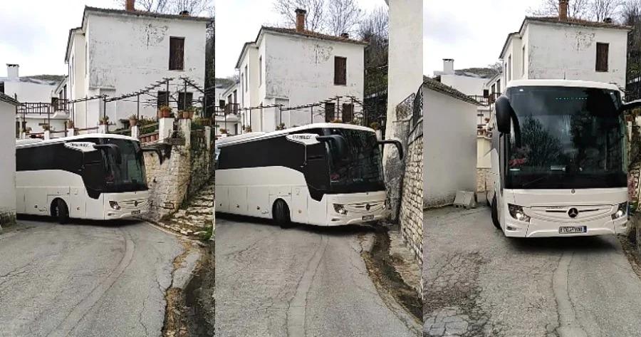 Η μανούβρα ακριβείας του οδηγού των ΚΤΕΛ μέσα από στενό στο Πήλιο, που κάνει τον γύρο του Ελληνικού διαδικτύου