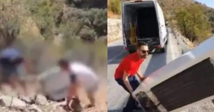 Θεία δίκη: Άντρας πέταξε ένα ψυγείο στο γκρεμό κι η αστυνομία τον ανάγκασε να το ανεβάσει πάλι πίσω