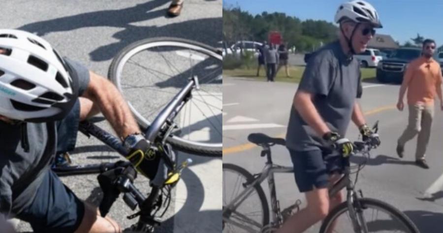 Ο Τζο Μπάιντεν έπεσε από το σταματημένο ποδήλατό του και η κάμερα ήταν εκεί και το κατέγραψε ζωντανά