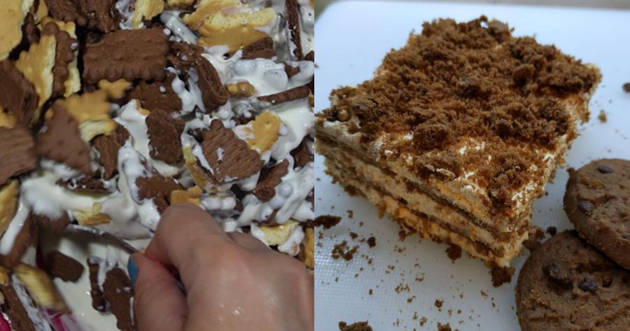 Ονειρικό και μπισκοτένιο: Δροσερό γλυκό ψυγείου με γιαούρτι και ζαχαρούχο γάλα – Έτοιμο μόλις σε 15 λεπτά