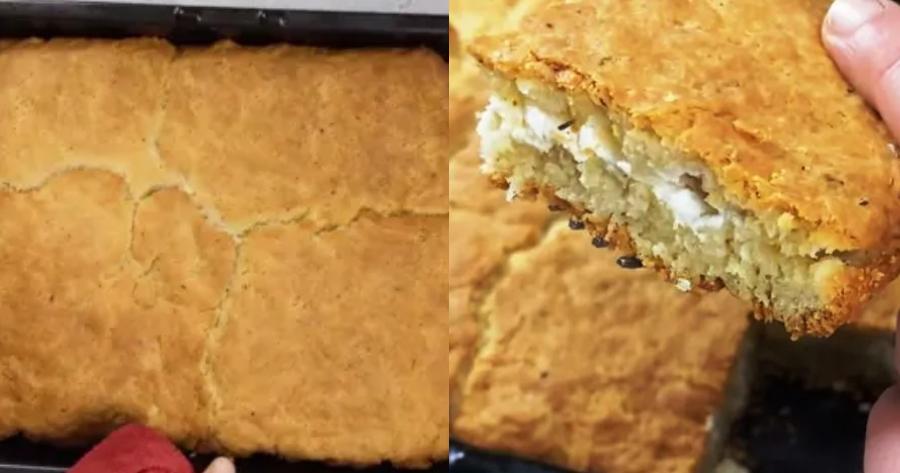 Παραδεισένιο σνακ: Η συνταγή για μπισκοτένια τυρόπιτα έτοιμη μόνο σε 15′ – Λαχταριστή και τραγανή με γιαούρτι και φέτα