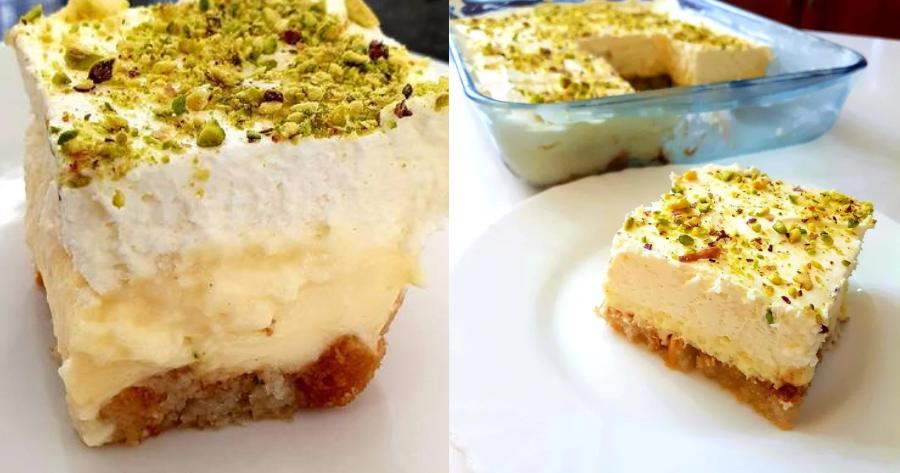 Μπουκιά και συχώριο: Εκμέκ με λαχταριστή κρέμα και σιροπιαστές φρυγανιές – Ονειρικό γλυκάκι ψυγείου για αρχάριους