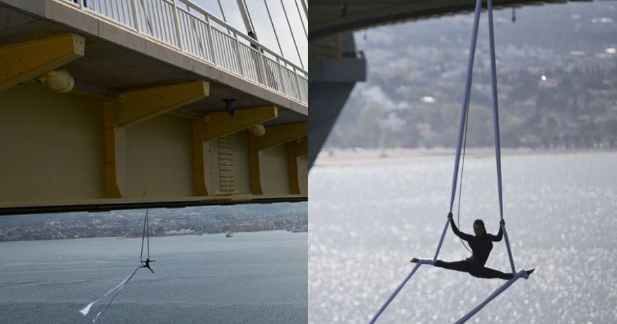 Χόρεψε στον αέρα: Ελληνίδα χορεύτρια κρεμάστηκε από την γέφυρα Ρίου-Αντιρρίου και άρχισε να χορεύει αιωρούμενη