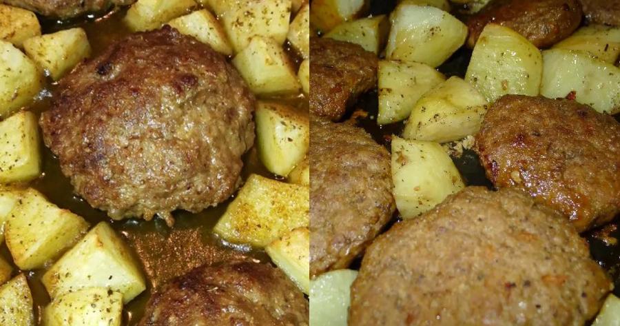 Μαμαδίστικα μπιφτέκια με πατάτες στο φούρνο: Το απόλυτο μυστικό για να γίνουν οι πατάτες τραγανές και γλυκές σαν λουκούμι