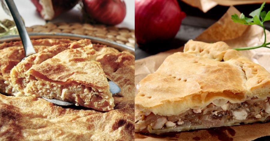 Σκέτη μούρλια: Γιαγιαδίστικη κρεμμυδοτυρόπιτα με χωριάτικο φύλλο και γραβιέρα για το τραπέζι της Κυριακής