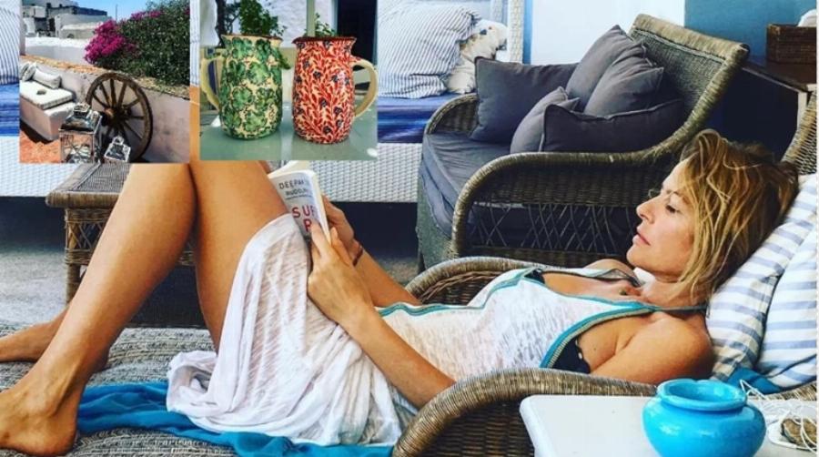 Μια μάτια στο εντυπωσιακό εξοχικό της Τζένης Μπαλατσινού στην Πάτμο: Τα πιάτα, οι κανάτες και το απέραντο γαλάζιο