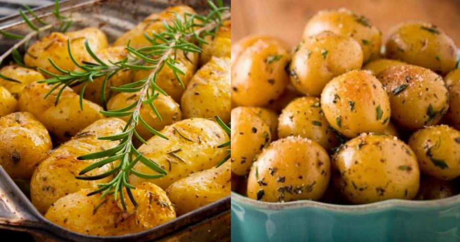 Για καλοφαγάδες: Πατάτες φούρνου με σκόρδο και δεντρολίβανο που γίνονται σαν λουκούμι