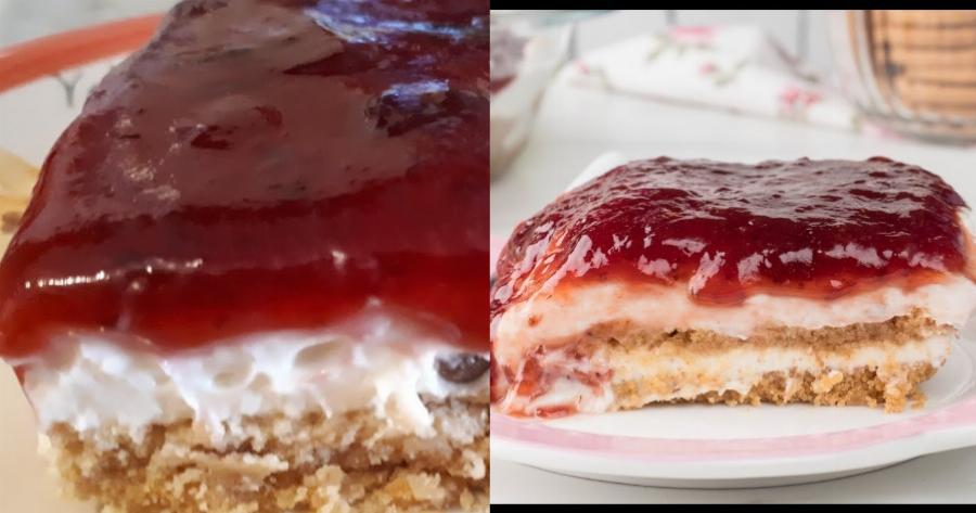 Σκέτος πειρασμός: Γλυκό ψυγείου με γιαούρτι, μπισκότα και μαρμελάδα