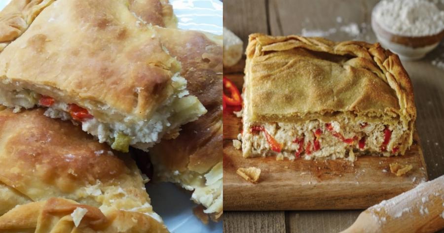 Δεν θα μείνει ούτε ψίχουλο: Εύκολη και πεντανόστιμη τυρόπιτα φουσκωτή με πιπεριές Φλωρίνης