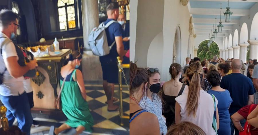 Θαύμα από την Μεγαλόχαρη Παναγία της Τήνου: Χιλιάδες πιστοί στα γόνατα φτάνουν στην Εκκλησία