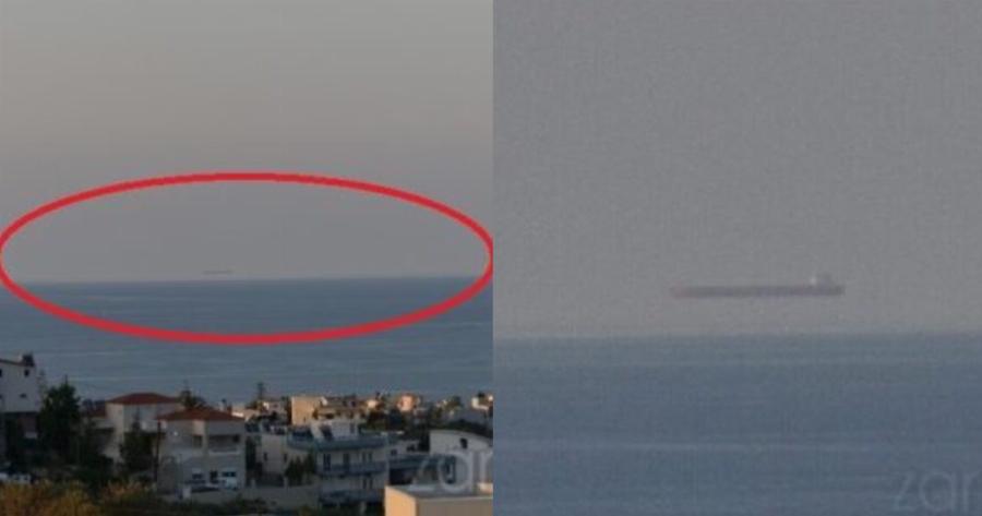 Το φαινόμενα στα Χανιά που τράβηξε τα βλέμματα: Πλοίο «αιωρείται» πάνω από τη θάλασσα