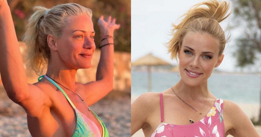 Ποζάρει φυσικά και εντυπωσιάζει: Η Ζέτα Μακρυπούλια φωτογραφίζεται με ατημέλητα μαλλιά, μαγιό και σορτσάκι