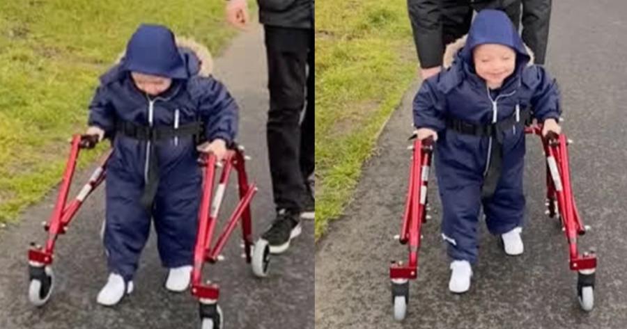 Ήρωας μόλις 2 ετών: Ο μικρός Μπόμπι με εγκεφαλική παράλυση και επιληψία περπατά για πρώτη φορά