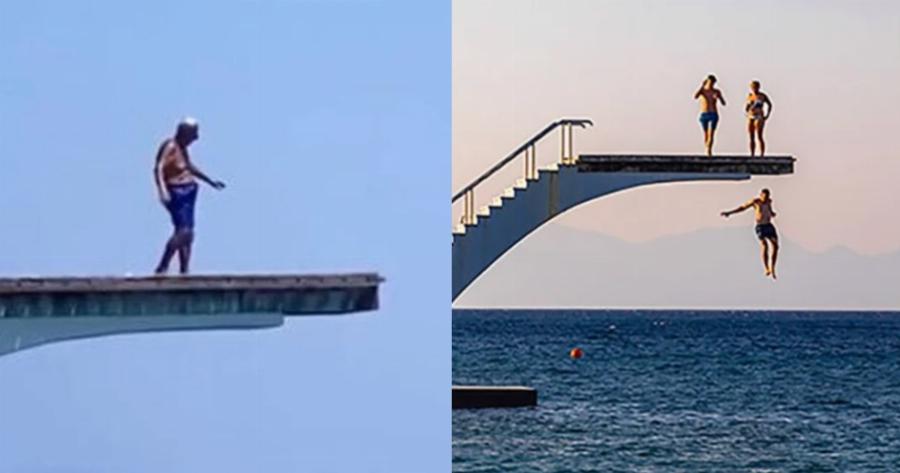 Ρόδος: 92χρονος κάνει θεαματική βουτιά από βατήρα και γίνεται viral