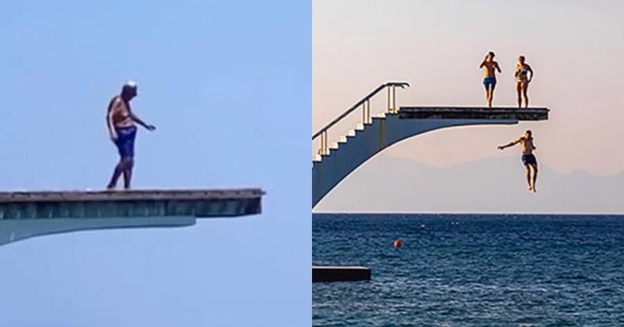 Ρόδος: 92χρονος κάνει θεαματική βουτιά από βατήρα και γίνεται viral