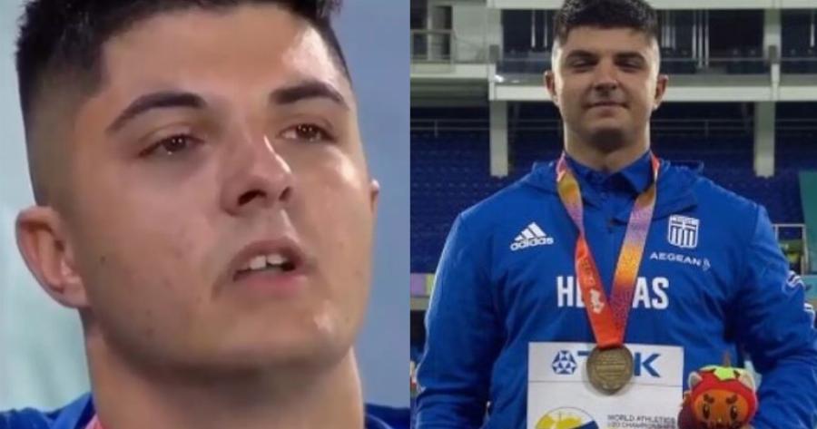 Δάκρυσε στο άκουσμα του Εθνικού Ύμνου: Χρυσός ο Κορακίδης στη σφυροβολία στο Παγκόσμιο πρωτάθλημα