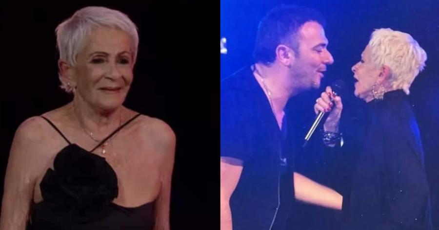 Και φωνή και κορμάρα: Η 79χρονη Τίτσα από το GNTM είχε πάρει το μικρόφωνο από τον Αντώνη Ρέμο για να κάνει ντουέτο μαζί του