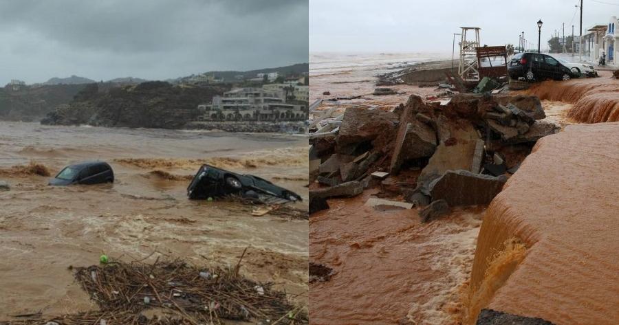 Εικόνες αποκάλυψης στην Κρήτη: Στο έλεος της κακοκαιρίας το Ηράκλειο – Σφυροκοπείται η Αγία Πελαγία