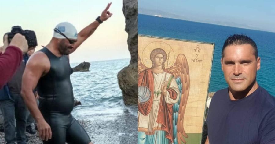 Κολύμπησε από τη Ρόδο ως τη Σύμη: Εκπλήρωσε το τάμα του ο Παραολυμπιονίκης Χαράλαμπος Ταϊγανίδης