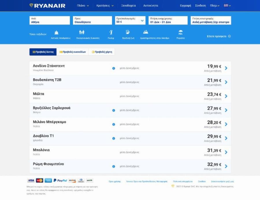 Η Ryanair μοιράζει χριστουγεννιάτικα δώρα: Μεγάλη έκπληξη με 13 ευρώ