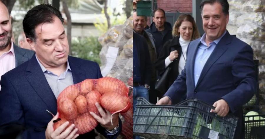 Παιδί του λαού: O Αδωνις Γεωργιάδης κουβάλησε τελάρα στη Κεντρική Λαχαναγορά Αθηνών